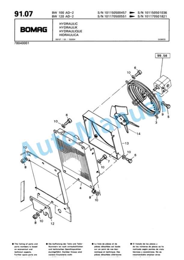 Bomag BW 100 AD-2, BW 120 AD-2 Tandem Vibratory Roller Spare Parts Catalogue 00810068 4 Bomag BW 100 AD-2, BW 120 AD-2 Tandem Vibratory Roller Spare Parts Catalogue 00810068-4