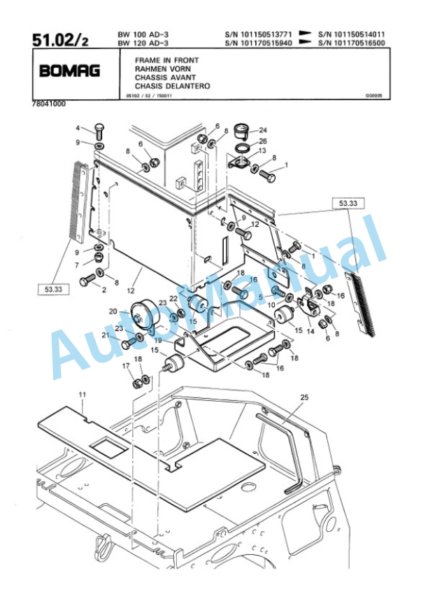 Bomag BW 100 AD-3, BW 120 AD-3 Tandem Vibratory Roller Spare Parts Catalogue 00810185 2 Bomag BW 100 AD-3, BW 120 AD-3 Tandem Vibratory Roller Spare Parts Catalogue 00810185-2