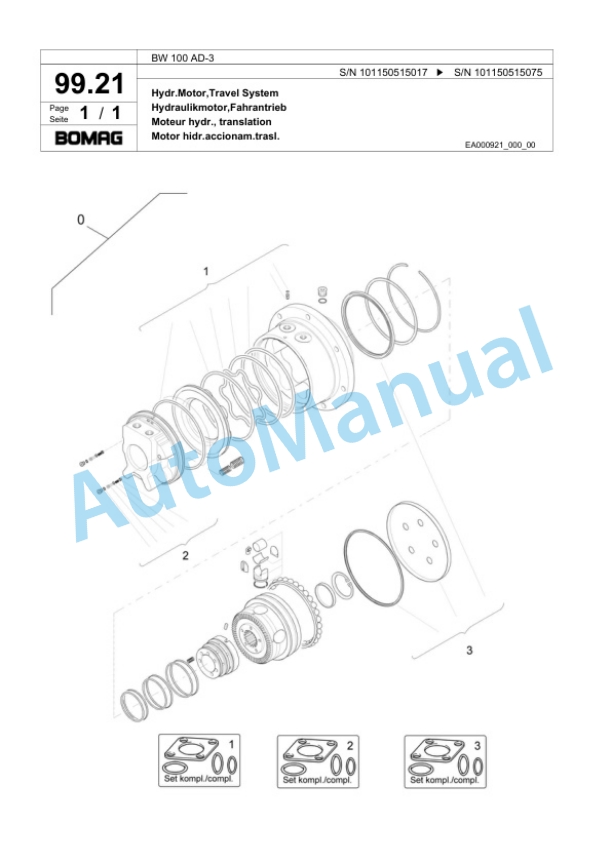 Bomag BW 100 AD-3 Tandem Vibratory Roller Spare Parts Catalogue 00817458 4 Bomag BW 100 AD-3 Tandem Vibratory Roller Spare Parts Catalogue 00817458-4
