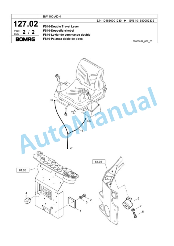 Bomag BW 100 AD-4 Tandem Vibratory Roller Spare Parts Catalogue 00817685 4 Bomag BW 100 AD-4 Tandem Vibratory Roller Spare Parts Catalogue 00817685-4