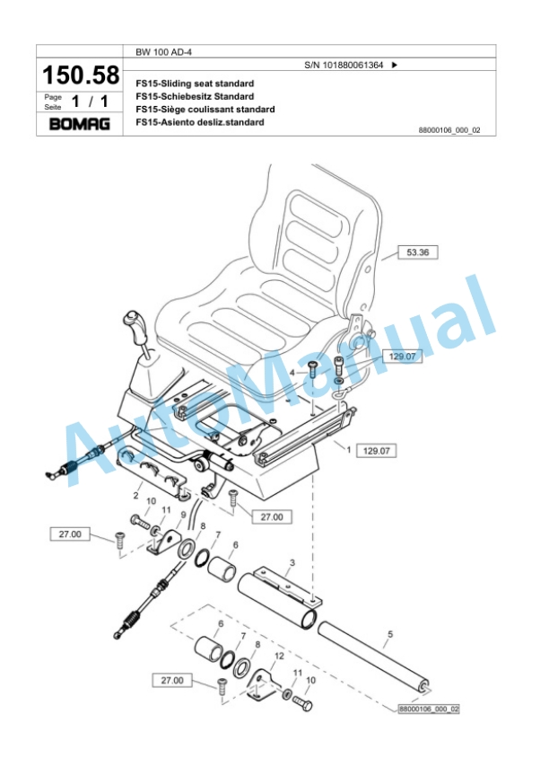Bomag BW 100 AD-4 Tandem Vibratory Roller Spare Parts Catalogue 00818465 4 Bomag BW 100 AD-4 Tandem Vibratory Roller Spare Parts Catalogue 00818465-4