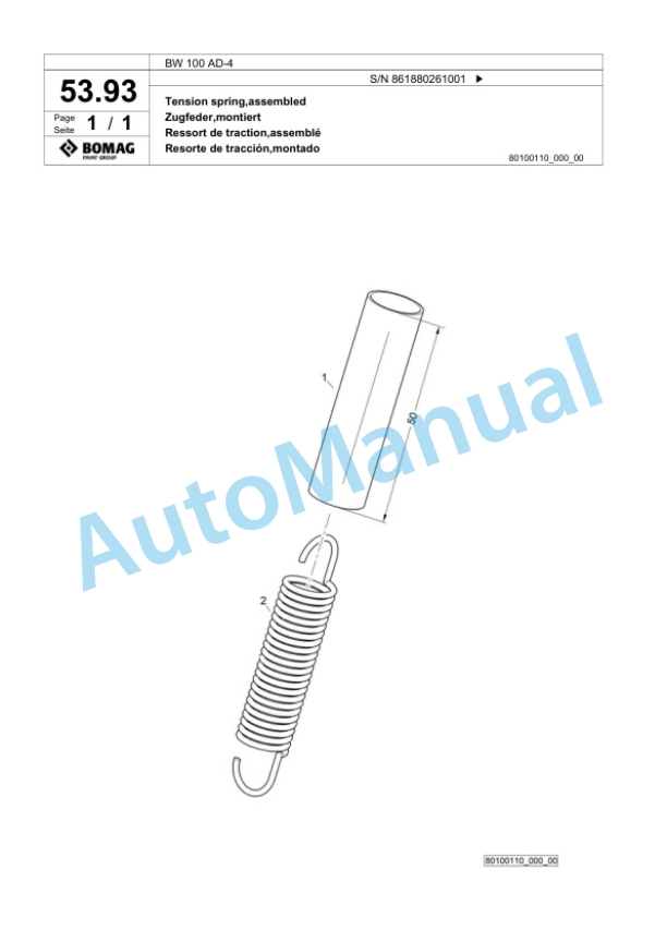 Bomag BW 100 AD-4 Tandem Vibratory Roller Spare Parts Catalogue 00824273 2 Bomag BW 100 AD-4 Tandem Vibratory Roller Spare Parts Catalogue 00824273-2