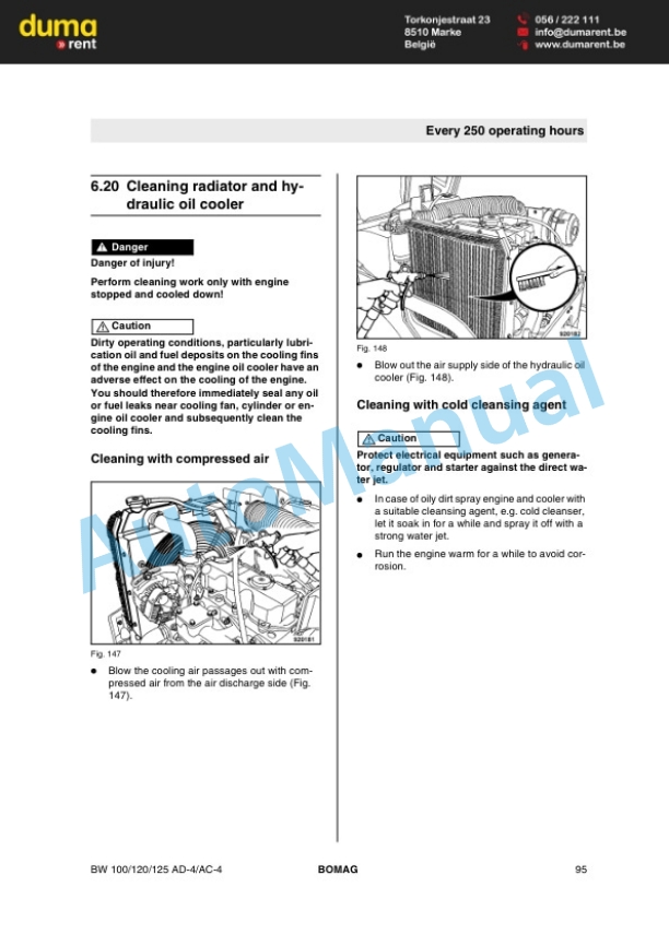 Bomag BW 100 AD-4 to BW 125 AC-4 Tandem Vibratory Roller Operating and Maintenance Instructions 00805301 4 Bomag BW 100 AD-4 to BW 125 AC-4 Tandem Vibratory Roller Operating and Maintenance Instructions 00805301-4