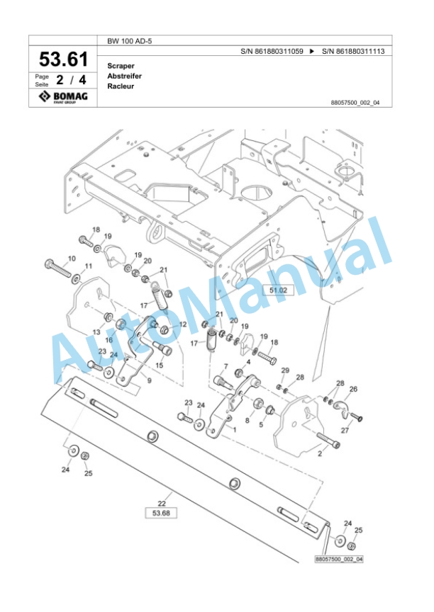 Bomag BW 100 AD-5 Tandem Vibratory Roller Spare Parts Catalogue 00824561 2 Bomag BW 100 AD-5 Tandem Vibratory Roller Spare Parts Catalogue 00824561-2