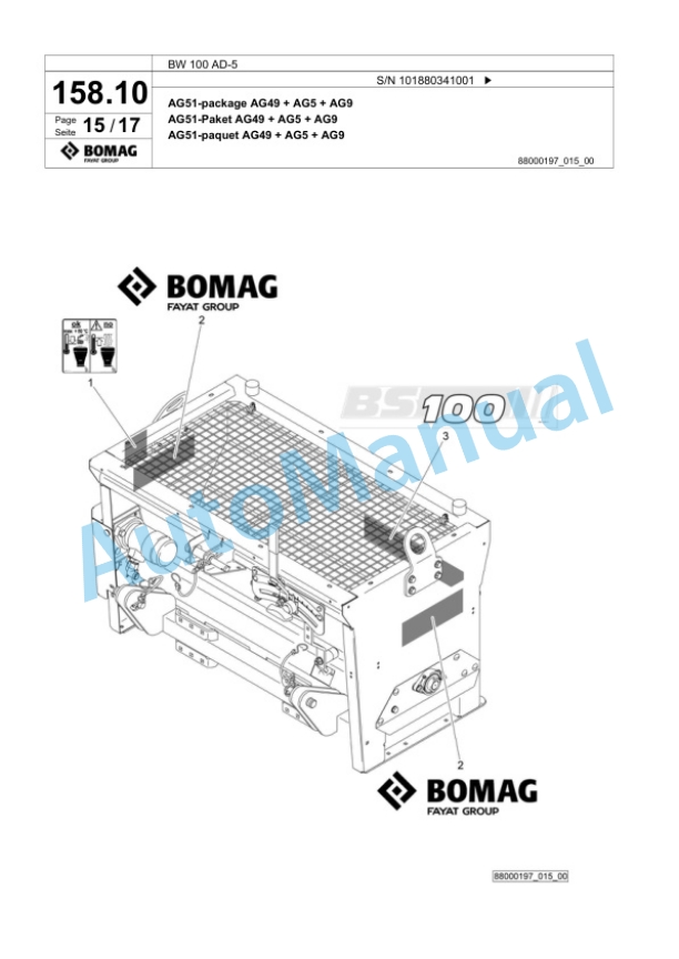 Bomag BW 100 AD-5 Tandem Vibratory Roller Spare Parts Catalogue 00824617 5 Bomag BW 100 AD-5 Tandem Vibratory Roller Spare Parts Catalogue 00824617-5