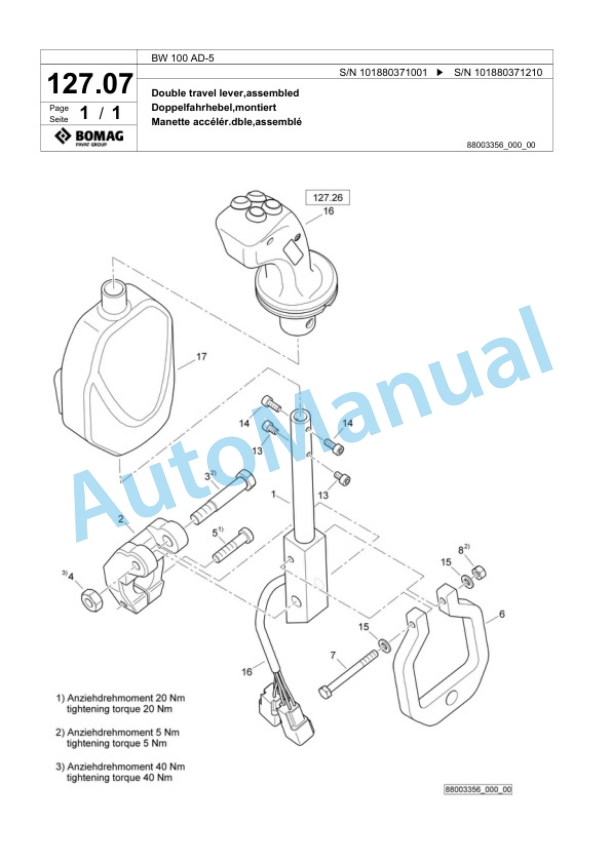 Bomag BW 100 AD-5 Tandem Vibratory Roller Spare Parts Catalogue 00824833 2 Bomag BW 100 AD-5 Tandem Vibratory Roller Spare Parts Catalogue 00824833-2