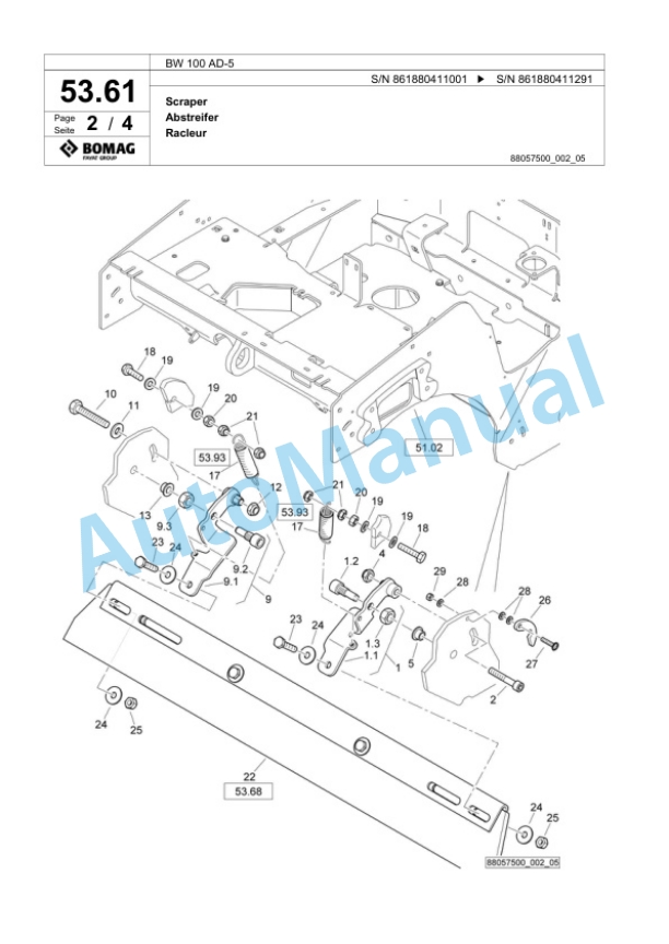 Bomag BW 100 AD-5 Tandem Vibratory Roller Spare Parts Catalogue 00824995 2 Bomag BW 100 AD-5 Tandem Vibratory Roller Spare Parts Catalogue 00824995-2