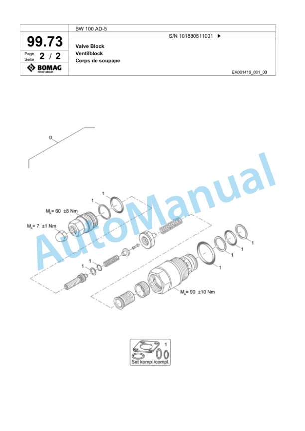 Bomag BW 100 AD-5 Tandem Vibratory Roller Spare Parts Catalogue 00825373 2 Bomag BW 100 AD-5 Tandem Vibratory Roller Spare Parts Catalogue 00825373-2