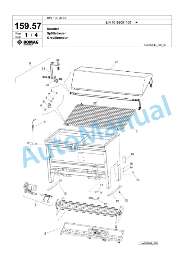 Bomag BW 100 AD-5 Tandem Vibratory Roller Spare Parts Catalogue 00825373 5 Bomag BW 100 AD-5 Tandem Vibratory Roller Spare Parts Catalogue 00825373-5