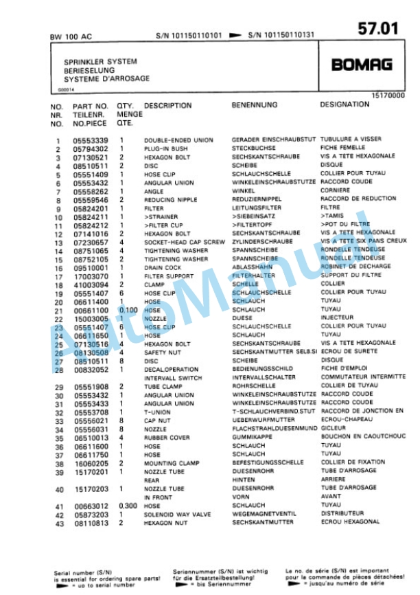 Bomag BW 100 AD, BW 100 AC Double Vibratory Roller Spare Parts Catalogue 00810018 3 Bomag BW 100 AD, BW 100 AC Double Vibratory Roller Spare Parts Catalogue 00810018-3