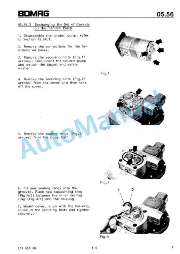 Bomag BW 100 AD, BW 120 AD, BW 130 AD Tandem Vibratory Roller Repair Instructions 00819120 3 Bomag BW 100 AD, BW 120 AD, BW 130 AD Tandem Vibratory Roller Repair Instructions 00819120-3