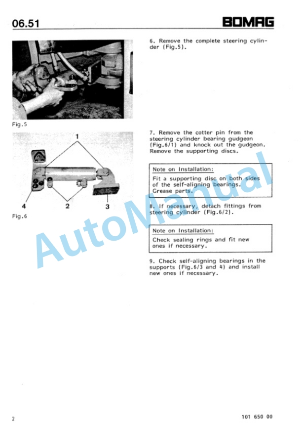 Bomag BW 100 AD, BW 120 AD, BW 130 AD Tandem Vibratory Roller Repair Instructions 00819120 4 Bomag BW 100 AD, BW 120 AD, BW 130 AD Tandem Vibratory Roller Repair Instructions 00819120-4