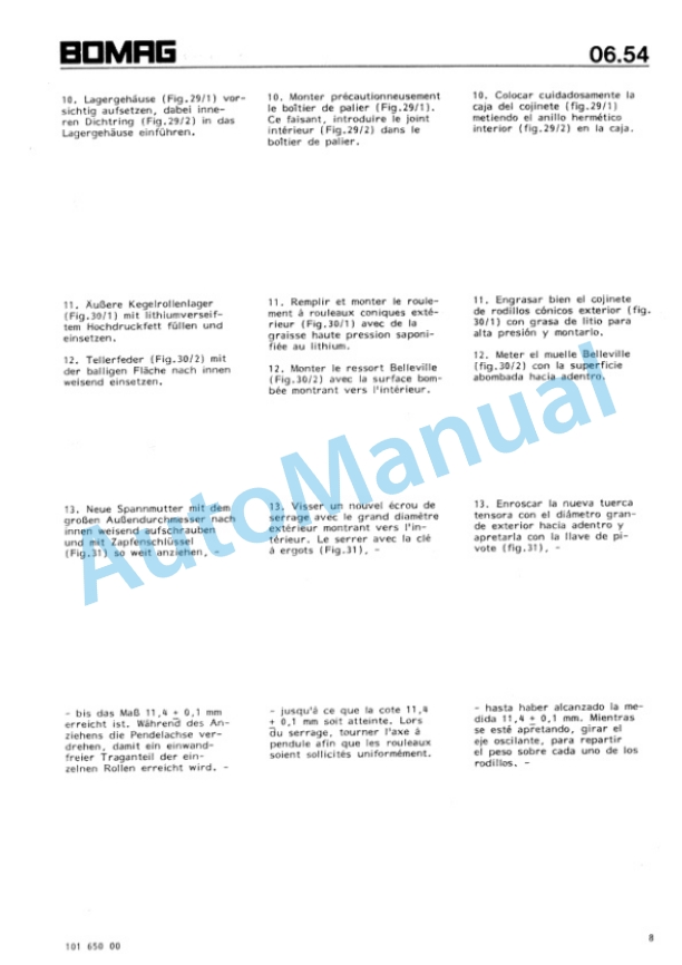 Bomag BW 100 AD, BW 120 AD, BW 130 AD Tandem Vibratory Roller Repair Instructions 00819120 5 Bomag BW 100 AD, BW 120 AD, BW 130 AD Tandem Vibratory Roller Repair Instructions 00819120-5