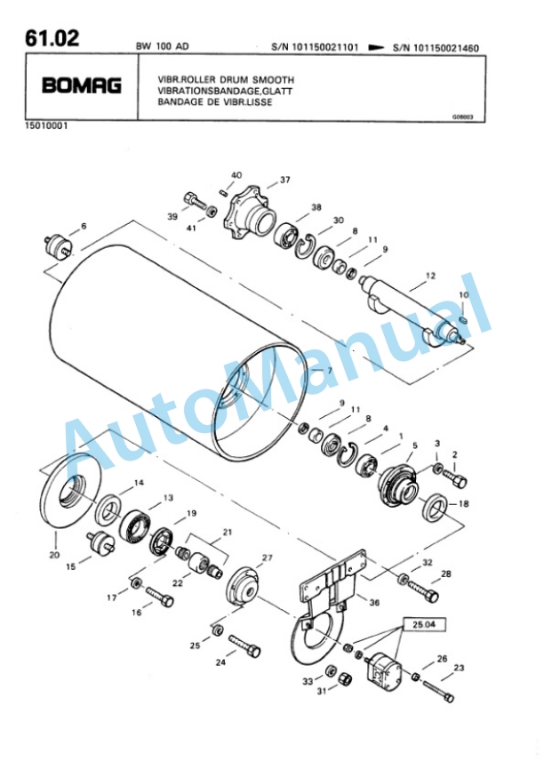 Bomag BW 100 AD, BW 120 AD Double Vibratory Roller Spare Parts Catalogue 00810118 3 Bomag BW 100 AD, BW 120 AD Double Vibratory Roller Spare Parts Catalogue 00810118-3