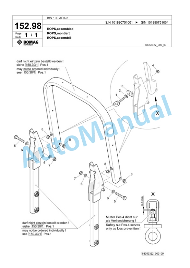 Bomag BW 100 ADe-5 Tandem Vibratory Roller Spare Parts Catalogue 00826733 4 Bomag BW 100 ADe-5 Tandem Vibratory Roller Spare Parts Catalogue 00826733-4