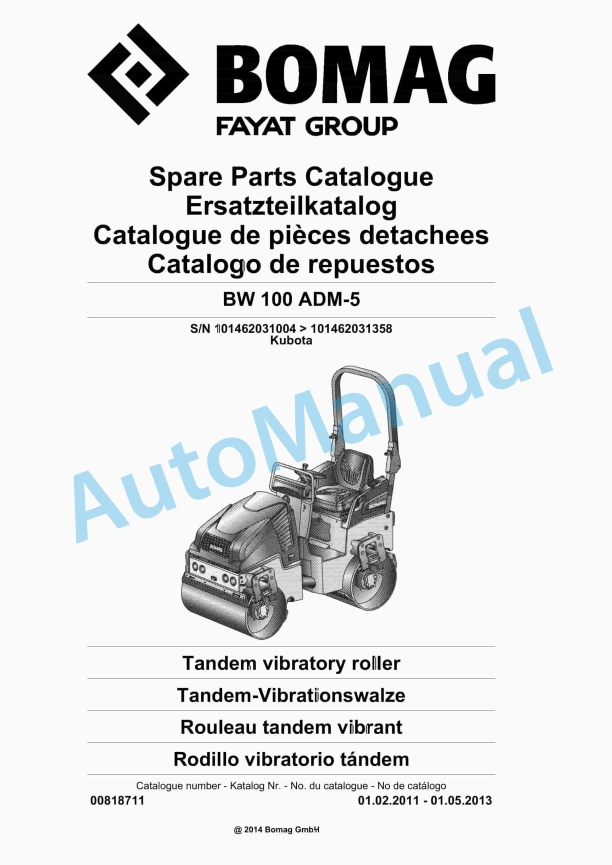 Bomag BW 100 ADM-5 Tandem Vibratory Roller Spare Parts Catalogue 00818711 1 Bomag BW 100 ADM-5 Tandem Vibratory Roller Spare Parts Catalogue 00818711