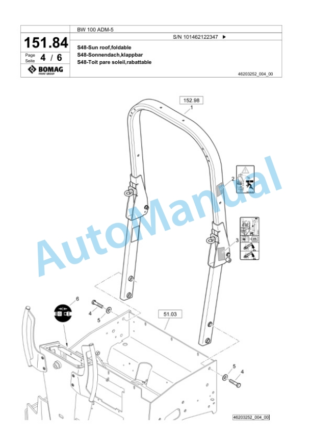 Bomag BW 100 ADM-5 Tandem Vibratory Roller Spare Parts Catalogue 00825289 3 Bomag BW 100 ADM-5 Tandem Vibratory Roller Spare Parts Catalogue 00825289-3
