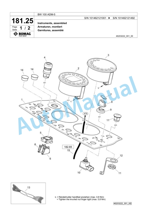 Bomag BW 100 ADM-5 Tandem Vibratory Roller Spare Parts Catalogue 00825289 5 Bomag BW 100 ADM-5 Tandem Vibratory Roller Spare Parts Catalogue 00825289-5