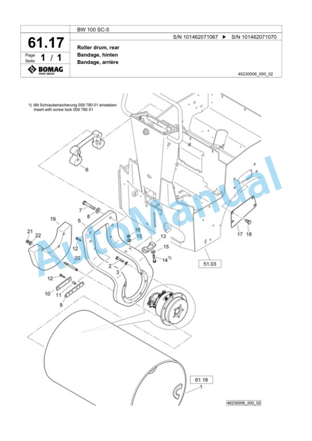 Bomag BW 100 SC-5 Tandem Vibratory Roller Spare Parts Catalogue 00824129 2 Bomag BW 100 SC-5 Tandem Vibratory Roller Spare Parts Catalogue 00824129-2