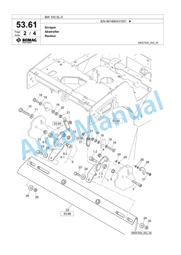 Bomag BW 100 SL-5 Tandem Vibratory Roller Spare Parts Catalogue 00824999 2 Bomag BW 100 SL-5 Tandem Vibratory Roller Spare Parts Catalogue 00824999-2