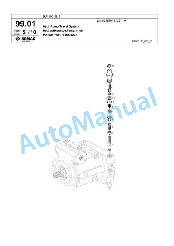 Bomag BW 100 SL-5 Tandem Vibratory Roller Spare Parts Catalogue 00824999 4 Bomag BW 100 SL-5 Tandem Vibratory Roller Spare Parts Catalogue 00824999-4