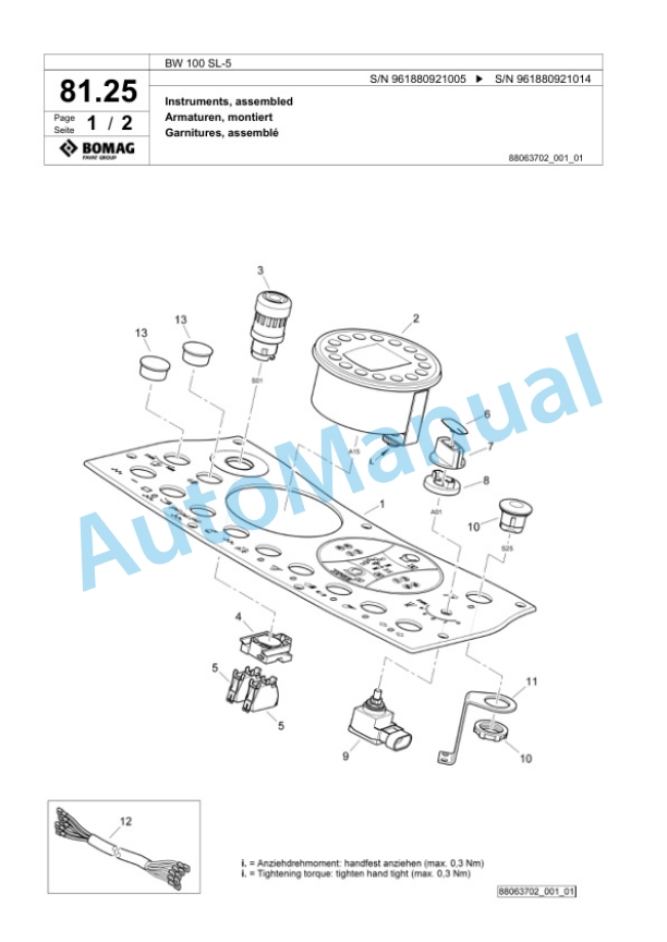 Bomag BW 100 SL-5 Tandem Vibratory Roller Spare Parts Catalogue 00827053 2 Bomag BW 100 SL-5 Tandem Vibratory Roller Spare Parts Catalogue 00827053-2