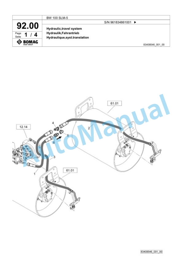 Bomag BW 100 SLM-5 Tandem Vibratory Roller Spare Parts Catalogue 00827125 3 Bomag BW 100 SLM-5 Tandem Vibratory Roller Spare Parts Catalogue 00827125-3