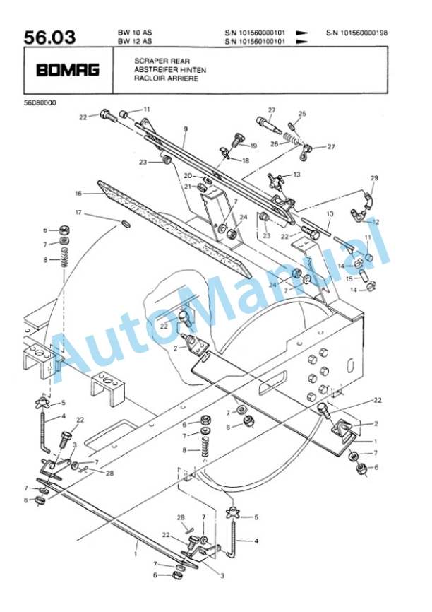 Bomag BW 10AS, BW 12AS Tandem Static Roller Spare Parts Catalogue 00813610-4