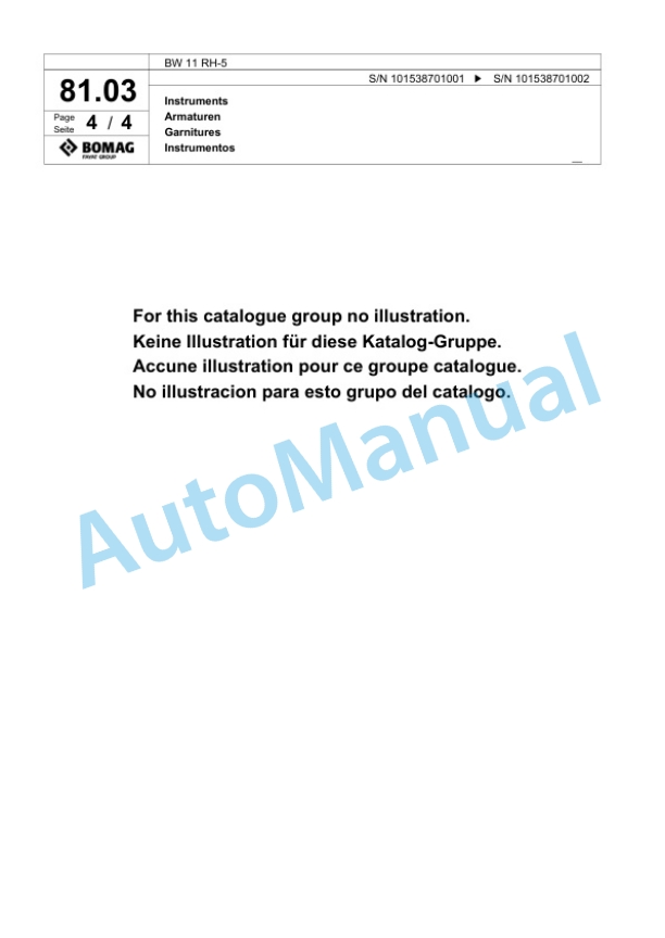 Bomag BW 11 RH-5 Pneumatic Tyred Roller Spare Parts Catalogue 00824749 2 Bomag BW 11 RH-5 Pneumatic Tyred Roller Spare Parts Catalogue 00824749-2