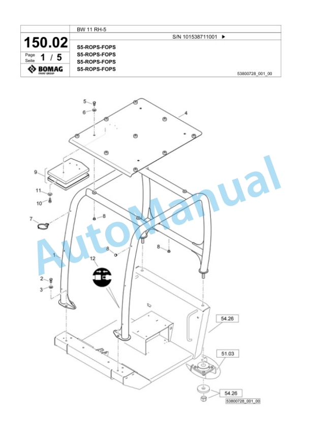 Bomag BW 11 RH-5 Pneumatic Tyred Roller Spare Parts Catalogue 00824993 3 Bomag BW 11 RH-5 Pneumatic Tyred Roller Spare Parts Catalogue 00824993-3