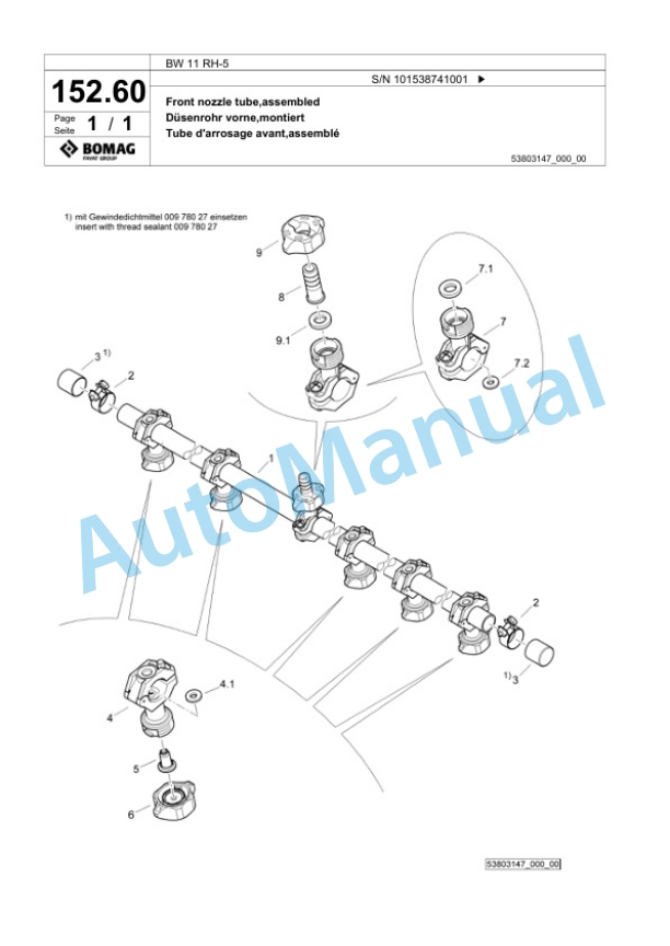 Bomag BW 11 RH-5 Pneumatic Tyred Roller Spare Parts Catalogue 00825663 4 Bomag BW 11 RH-5 Pneumatic Tyred Roller Spare Parts Catalogue 00825663-4