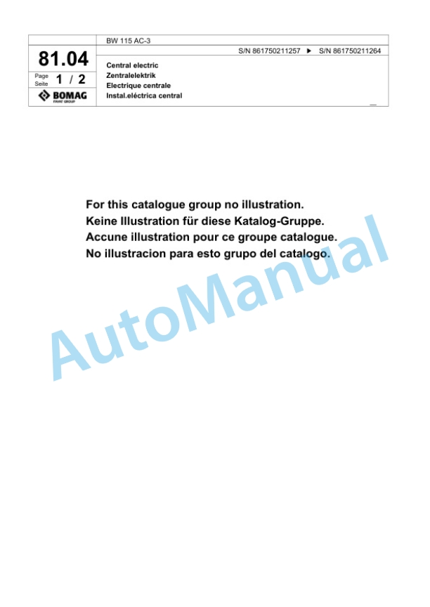 Bomag BW 115 AC-3 Tandem Vibratory Roller Spare Parts Catalogue 00818693 4 Bomag BW 115 AC-3 Tandem Vibratory Roller Spare Parts Catalogue 00818693-4