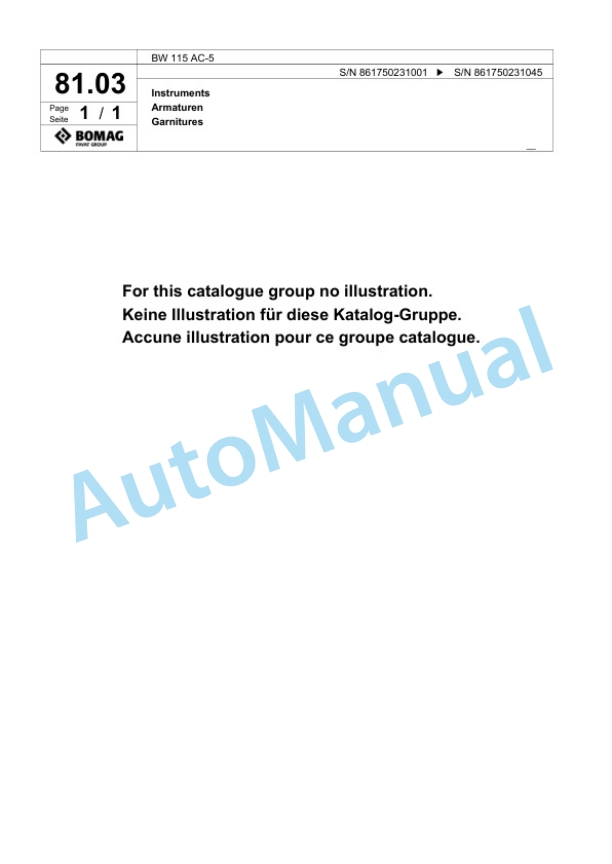Bomag BW 115 AC-5 Tandem Vibratory Roller Spare Parts Catalogue 00824933 3 Bomag BW 115 AC-5 Tandem Vibratory Roller Spare Parts Catalogue 00824933-3