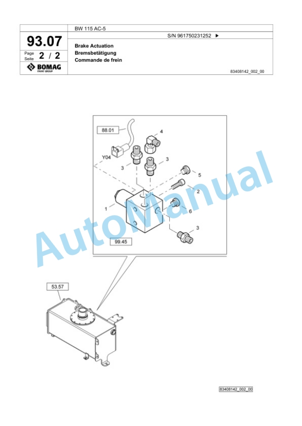 Bomag BW 115 AC-5 Tandem Vibratory Roller Spare Parts Catalogue 00826191 4 Bomag BW 115 AC-5 Tandem Vibratory Roller Spare Parts Catalogue 00826191-4