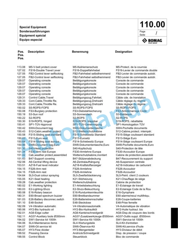 Bomag BW 120 AC-4 Combination Roller Spare Parts Catalogue 00818471 3 Bomag BW 120 AC-4 Combination Roller Spare Parts Catalogue 00818471-3