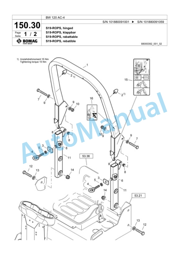Bomag BW 120 AC-4 Combination Roller Spare Parts Catalogue 00818471 4 Bomag BW 120 AC-4 Combination Roller Spare Parts Catalogue 00818471-4