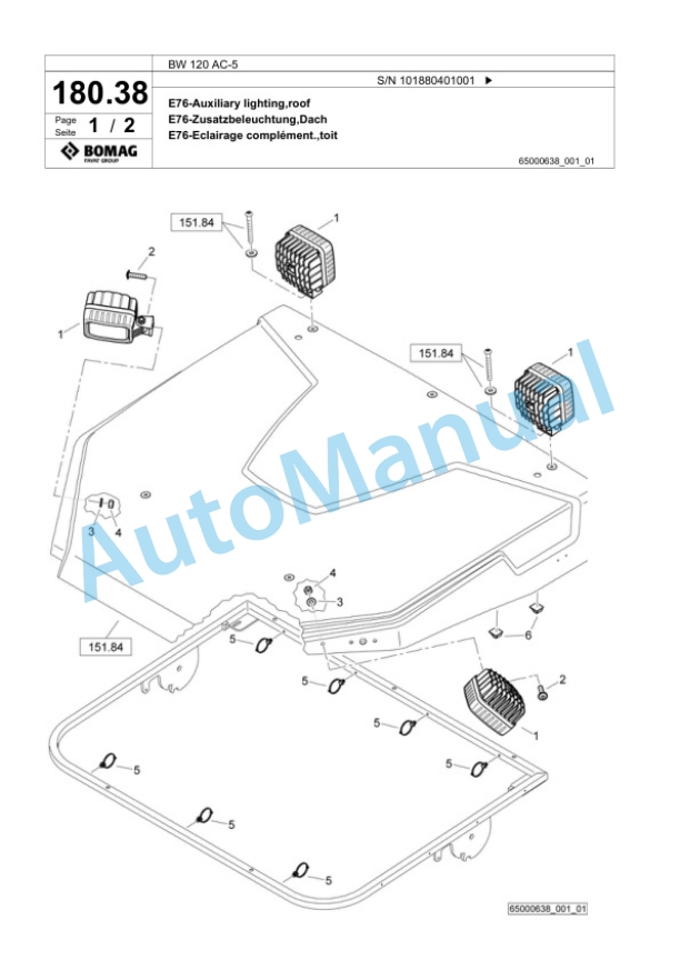 Bomag BW 120 AC-5 Combination Roller Spare Parts Catalogue 00824839 5 Bomag BW 120 AC-5 Combination Roller Spare Parts Catalogue 00824839-5