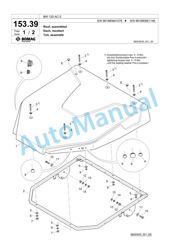 Bomag BW 120 AC-5 Combination Roller Spare Parts Catalogue 00826093 5 Bomag BW 120 AC-5 Combination Roller Spare Parts Catalogue 00826093-5