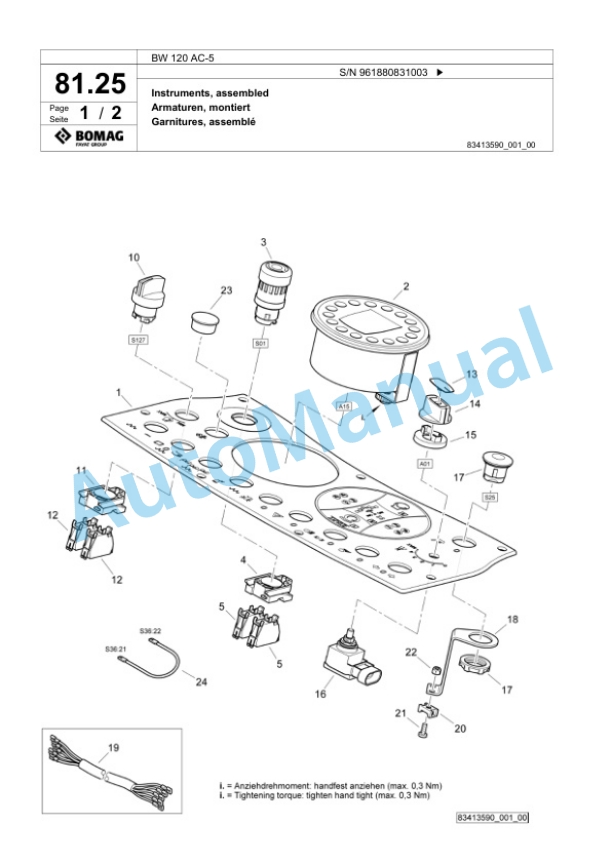 Bomag BW 120 AC-5 Combination Roller Spare Parts Catalogue 00826817 2 Bomag BW 120 AC-5 Combination Roller Spare Parts Catalogue 00826817-2