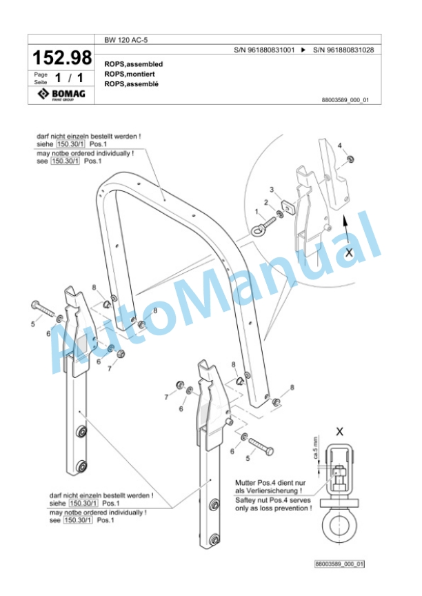 Bomag BW 120 AC-5 Combination Roller Spare Parts Catalogue 00826817 5 Bomag BW 120 AC-5 Combination Roller Spare Parts Catalogue 00826817-5
