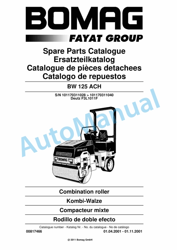 Bomag BW 120 ACH Combination Roller Spare Parts Catalogue 00817466 1 Bomag BW 120 ACH Combination Roller Spare Parts Catalogue 00817466