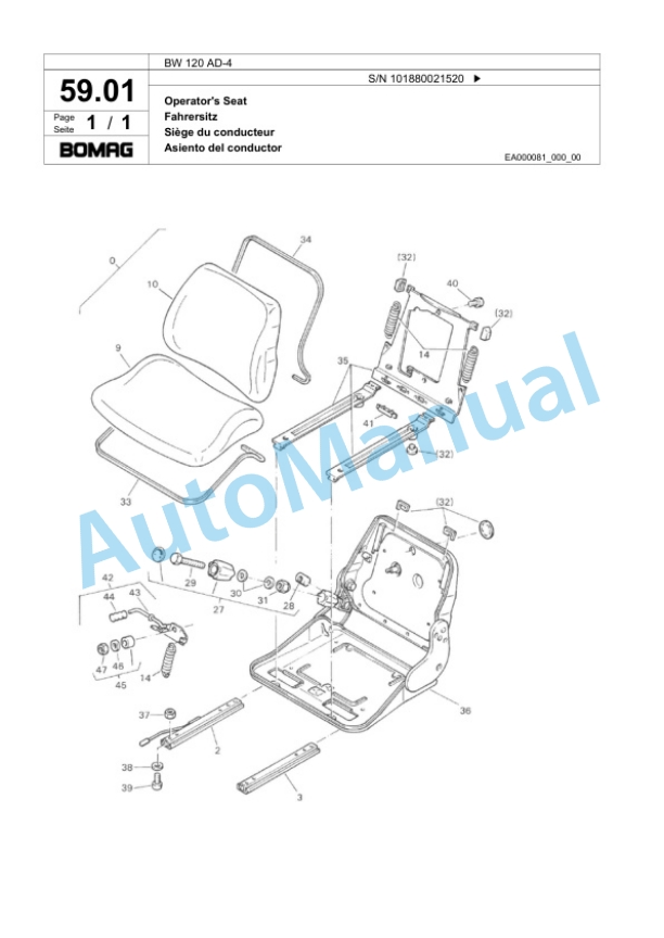 Bomag BW 120 AD-4 Tandem Vibratory Roller Spare Parts Catalogue 00817689 2 Bomag BW 120 AD-4 Tandem Vibratory Roller Spare Parts Catalogue 00817689-2