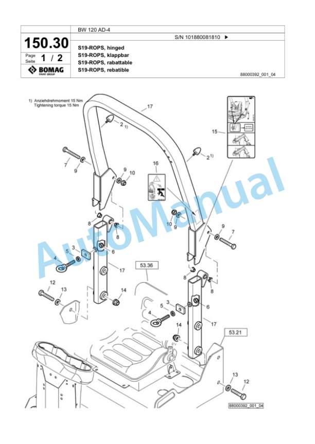Bomag BW 120 AD-4 Tandem Vibratory Roller Spare Parts Catalogue 00818469 3 Bomag BW 120 AD-4 Tandem Vibratory Roller Spare Parts Catalogue 00818469-3