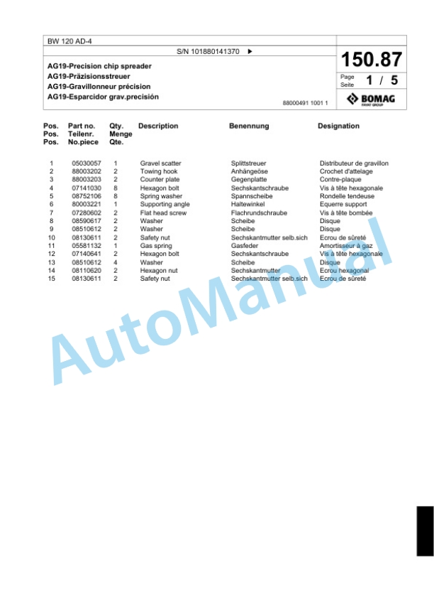 Bomag BW 120 AD-4 Tandem Vibratory Roller Spare Parts Catalogue 00818593 4 Bomag BW 120 AD-4 Tandem Vibratory Roller Spare Parts Catalogue 00818593-4