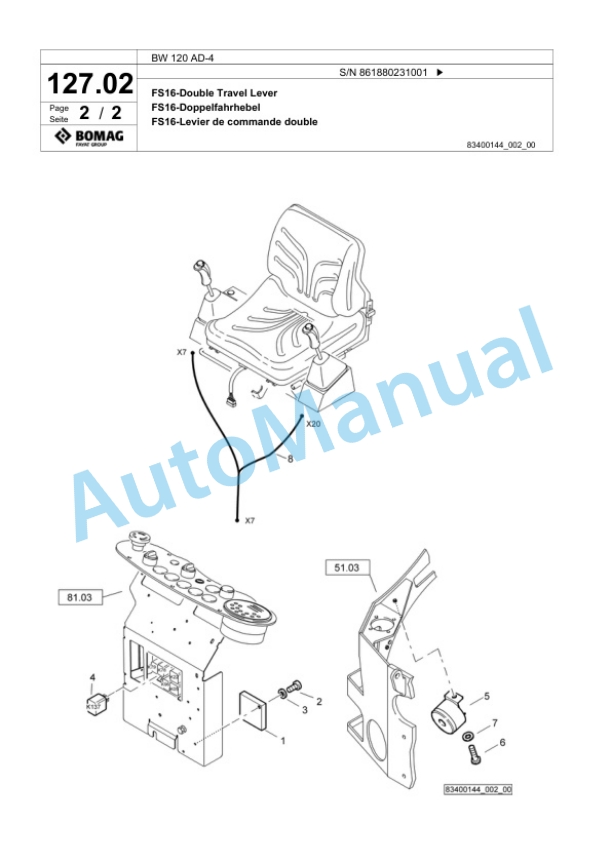Bomag BW 120 AD-4 Tandem Vibratory Roller Spare Parts Catalogue 00824173 4 Bomag BW 120 AD-4 Tandem Vibratory Roller Spare Parts Catalogue 00824173-4