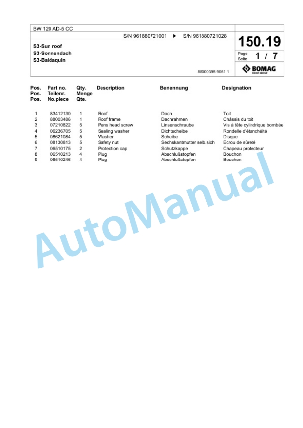 Bomag BW 120 AD-5 CC Tandem Vibratory Roller Spare Parts Catalogue 00826793 5 Bomag BW 120 AD-5 CC Tandem Vibratory Roller Spare Parts Catalogue 00826793-5