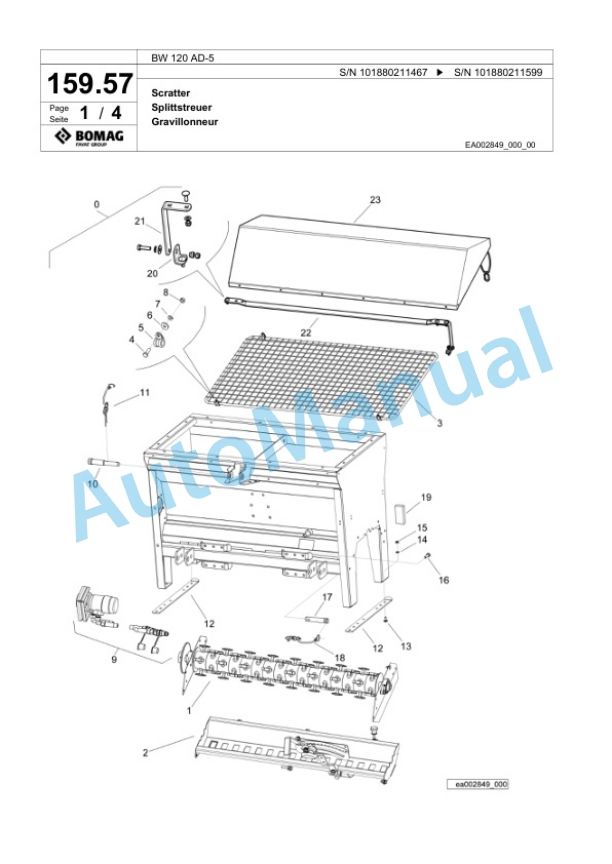 Bomag BW 120 AD-5 Tandem Vibratory Roller Spare Parts Catalogue 00824033 5 Bomag BW 120 AD-5 Tandem Vibratory Roller Spare Parts Catalogue 00824033-5