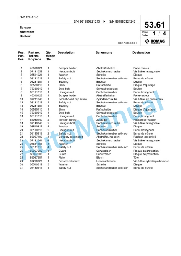 Bomag BW 120 AD-5 Tandem Vibratory Roller Spare Parts Catalogue 00824563 2 Bomag BW 120 AD-5 Tandem Vibratory Roller Spare Parts Catalogue 00824563-2