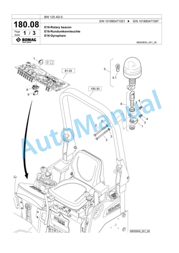 Bomag BW 120 AD-5 Tandem Vibratory Roller Spare Parts Catalogue 00825359 5 Bomag BW 120 AD-5 Tandem Vibratory Roller Spare Parts Catalogue 00825359-5