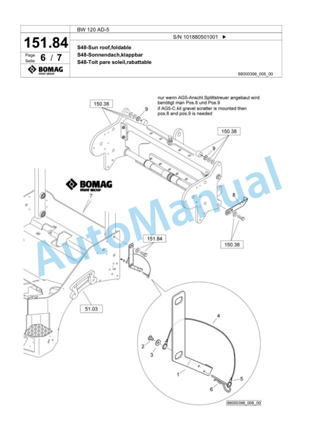 Bomag BW 120 AD-5 Tandem Vibratory Roller Spare Parts Catalogue 00825371 3 Bomag BW 120 AD-5 Tandem Vibratory Roller Spare Parts Catalogue 00825371-3